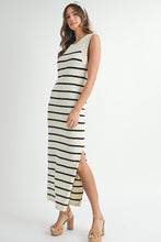Load image into Gallery viewer, Stripe Sweater Midi Side Slit Dress
