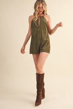 Load image into Gallery viewer, High Neck Suede Romper
