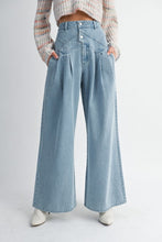 Load image into Gallery viewer, Denim High Waist Pintuck Wide Leg Jeans
