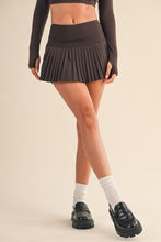 Load image into Gallery viewer, Chocolate Pleated Tennis Skort
