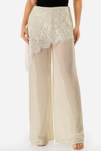 Load image into Gallery viewer, Lace Wrap Detail Sheer Wide Leg Pants - Cream
