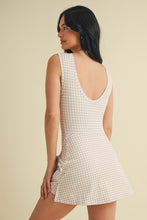Load image into Gallery viewer, Gingham Print Sleeveless Wrap Tie Front Dress - Beige
