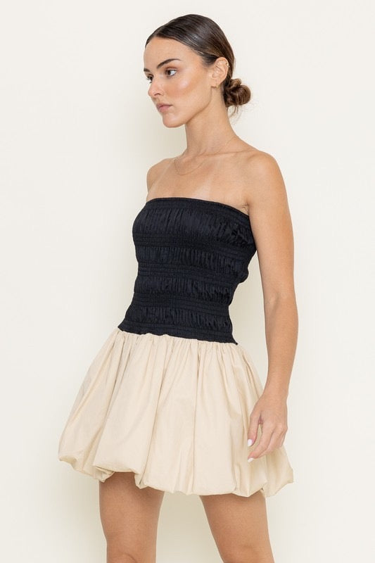 Smocking Black|Beige Dress