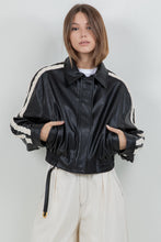 Load image into Gallery viewer, Lace Trim Leather Jacket
