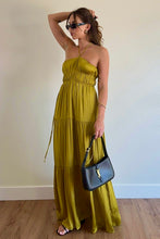 Load image into Gallery viewer, Tuscany Golden Satin Maxi Dress
