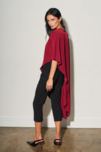 Load image into Gallery viewer, Burgundy Asymmetrical Cape Top
