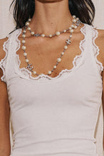Load image into Gallery viewer, Lace Trim Knit Tank Top- White
