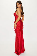 Load image into Gallery viewer, Inaya Red Satin Maxi Dress
