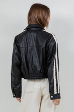 Load image into Gallery viewer, Lace Trim Leather Jacket
