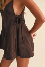 Load image into Gallery viewer, Chocolate Brown Textured Tie-Side Flare Romper
