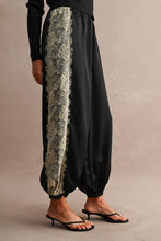 Load image into Gallery viewer, Black Satin Lace Trim Pants
