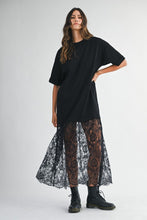 Load image into Gallery viewer, Oversized T Shirt Sheer Lace Maxi Dress
