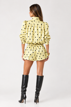 Load image into Gallery viewer, Yellow Polkadot Mock Neck Bubble Jacket + Peplum Skort Set
