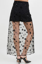 Load image into Gallery viewer, Semi Sheer Sequined Lace Midi Skirt
