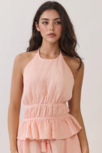 Load image into Gallery viewer, Blush Halter Smocked Peplum Top

