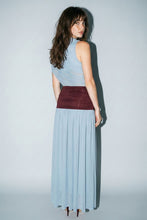 Load image into Gallery viewer, Blue Mesh Maxi Dress with Contrast Waist
