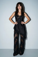 Load image into Gallery viewer, Sienna Satin Lace Pant Set- Black
