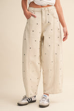 Load image into Gallery viewer, Studded Barrel Denim Pants- Cream
