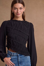 Load image into Gallery viewer, Mocha Ruched Long Sleeve Asymmetrical Hem Top
