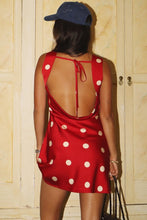 Load image into Gallery viewer, Cherry Satin Polka Mini Dress
