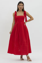 Load image into Gallery viewer, Red Linen Tie Shoulder Dress
