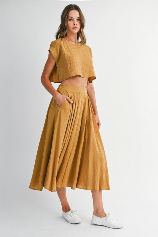 Golden Mustard Midi Skirt Set
