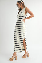 Load image into Gallery viewer, Stripe Sweater Midi Side Slit Dress
