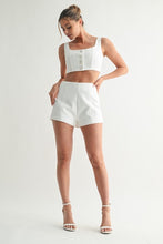 Load image into Gallery viewer, White Crystal Accent Crop Top &amp; Short Set
