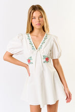 Load image into Gallery viewer, Embroidered Puff Sleeves Mini Dress
