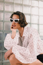 Load image into Gallery viewer, Ivory Polka Dot Silk Blouse With Balloon Sleeves
