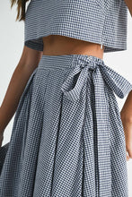 Load image into Gallery viewer, Gingham Plaid Collar Top and Midi Skirt Set
