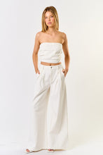 Load image into Gallery viewer, Ruched Strapless Denim Top- White
