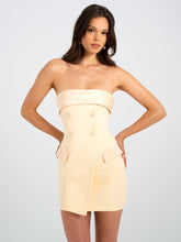 Load image into Gallery viewer, Dalilah Butter Yellow Double Breast Mini Pencil Dress
