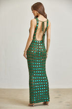 Load image into Gallery viewer, Green Round Sequin Knitted Maxi Dress
