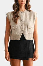 Load image into Gallery viewer, Light Mocha Sleeveless Knit Sweater Vest
