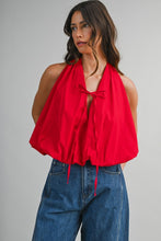 Load image into Gallery viewer, Poppy Red Halter Bubble Top
