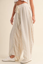 Load image into Gallery viewer, Stripe Linen Wide Leg Pants- Beige
