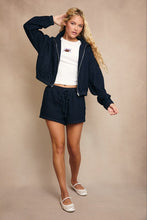 Load image into Gallery viewer, Blue Denim Polka Jacket &amp; Short Set
