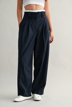 Load image into Gallery viewer, Pintuck Waist Contrast Suit Trouser Pants
