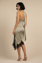 Load image into Gallery viewer, Sage Satin Lace Dress
