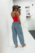 Load image into Gallery viewer, Drawstring Barrel Denim Pants - Light Wash
