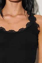 Load image into Gallery viewer, Lace Trim Knit Tank Top- White
