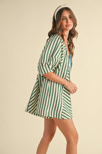Load image into Gallery viewer, Striped Hunter Green|Blue Romper
