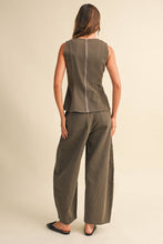 Load image into Gallery viewer, Mocha Striped Barrel Pant Set
