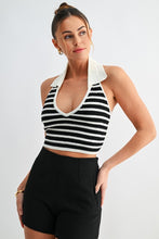 Load image into Gallery viewer, Coastal Stripe Knit Halter Top

