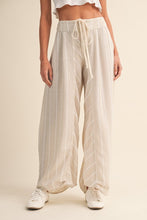 Load image into Gallery viewer, Stripe Linen Wide Leg Pants- Beige

