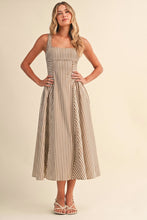 Load image into Gallery viewer, Jumbo Back Buckle Cream Striped Midi Dress
