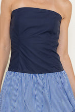 Load image into Gallery viewer, Preppy Striped Navy Mini Dress
