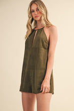 Load image into Gallery viewer, High Neck Suede Romper
