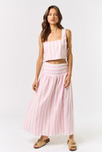 Load image into Gallery viewer, Pink Linen Striped Skirt Set
